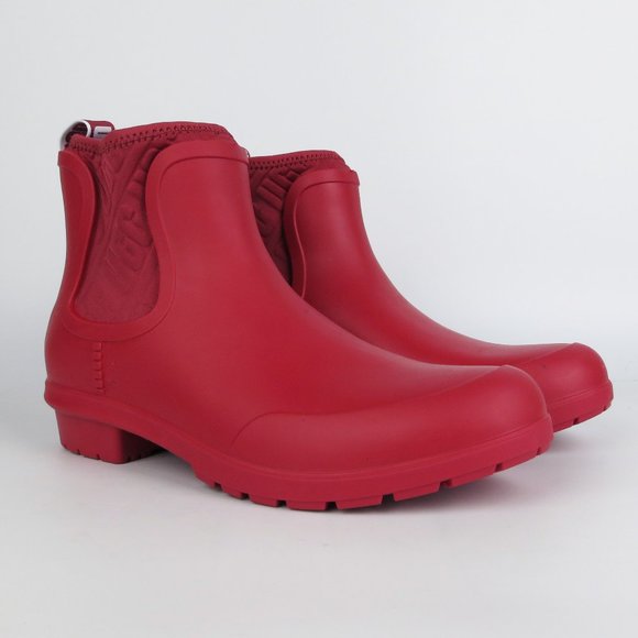 UGG Chevonne Rain Boots Fur Insole Ribbon Red NEW - Picture 3 of 6